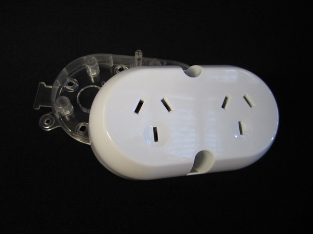 Double socket plug base, 10A clear base